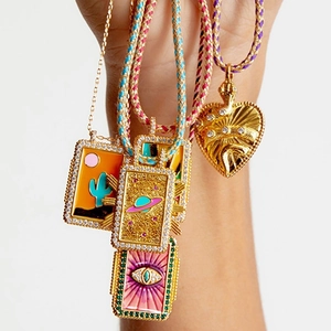 Vintage Slang Hart Hanger Ketting Koper Verguld Zirkoon Kleurrijk Gevlochten Touw Kralenketting Retro Sieraden Dames