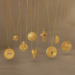 Vintage 18K Verguld Titaniumstaal Hanger Halsketting Voor Dames Levensboom Lotus Ganesha Hexagram Boheemse Sieraden