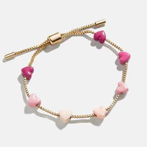 Pulsera de Corazón de Cobre Bañado en Oro para Mujer Niños Rosa Azul Púrpura Degradado Cadena de Caja Ajustable Joyería Regalo
