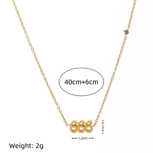 Titan Gold Engel Zahl 666 Halskette mit rosa Edelstein und Gliederkette für Damen