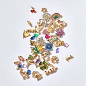 Vintage 18k gold plated locket pendants with colorful zircon and enamel designs