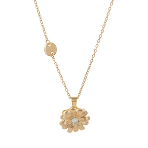 Drehbare Gänseblümchen-Halskette in Gold-Finish mit funkelndem zentralem Zirkonia