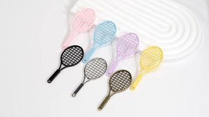 Colorful tennis racket DIY pendants for keychains and jewelry in various finishes