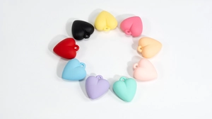 Colorful frosted acrylic heart charms in diverse pastel shades for DIY bag keychains