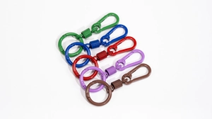 Five macaron-colored metal spring U-hooks for DIY bag charms and keychains