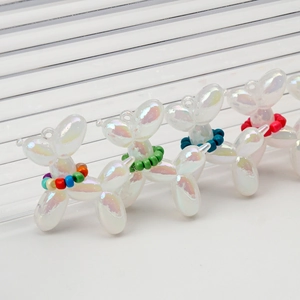Bubble jelly color balloon dog pendants with pearl luster for DIY keychains and jewelry