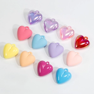 Acrylic Heart Pendant Colorful DIY Jewelry Making Painted Frosted Heart Charm For Keychain Bag Accessory Decorative Bead