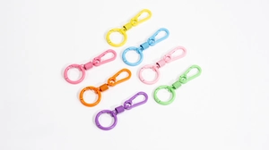 Detailed view of colorful macaron spring swivel lobster clasps for DIY jewelry making