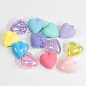 Frosted and colorful acrylic heart pendants with hanging holes in assorted macaron colors