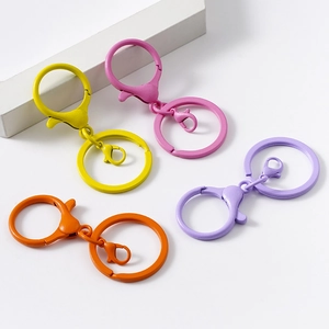 Lacquered Alloy Keychain Accessories Set For DIY Craft Colorful Matte Lobster Clasp With Round Open Ring Connection Findings