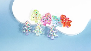 Détails de perles colorées en acrylique en forme de sapin de Noël pour bijoux DIY