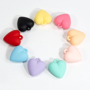 Colorful frosted acrylic heart pendants in ten vibrant shades for DIY keychains