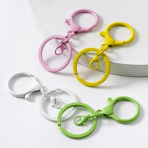 Colorful matte macaron alloy keychains with spring rings and lobster clasps for DIY crafts