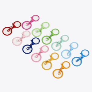 Colorful alloy lobster clasp keychain set with spring rings in 12 matte painted finishes