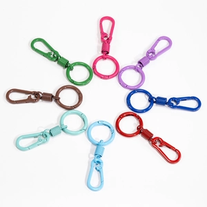 Set of 8 colorful macaron spring metal lobster clasp keychains in various bright colors