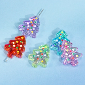 Perles en Acrylique Sapin de Noël Iridescent Motifs à Pois Peints à la Main Perles en Vrac Accessoires Bijoux DIY