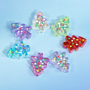 Perles colorées en acrylique en forme de sapin de Noël pour la création de bijoux DIY