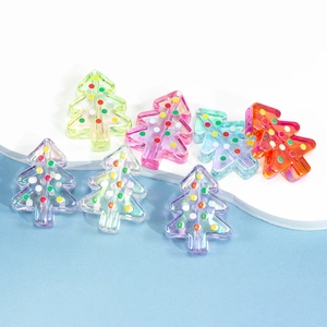 Perles d'arbre de Noël en acrylique coloré avec pois et finition aurore pour le bricolage