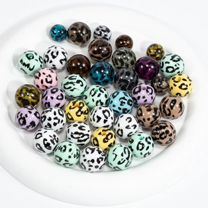 Colorful acrylic leopard print round beads with center holes for DIY jewelry making