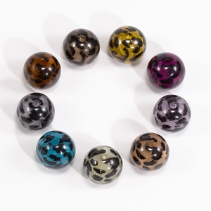 Colorful acrylic leopard print beads with center holes for DIY jewelry making