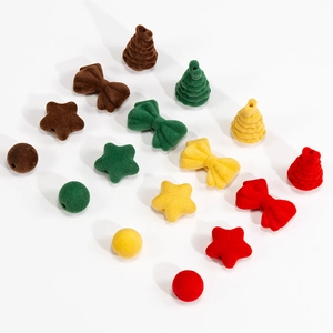 Pampilles de bijoux DIY floquées en étoiles, nœuds et sphères avec texture velours doux