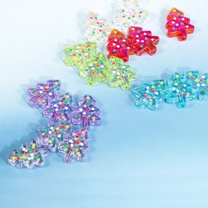 Perles sapin de Noël en acrylique transparent avec points colorés pour loisirs créatifs