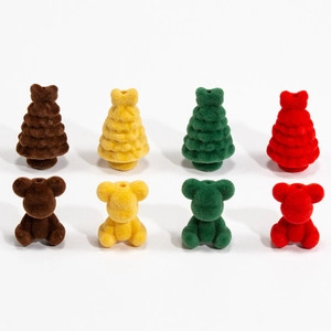 Lot de breloques DIY floquées en forme de sapin et d'ours aux couleurs vives