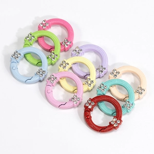 Gancio a Molla Rotondo in Lega con Strass Colorato Laccato Fai da Te Gioielli Portachiavi Anello Connettore Accessorio