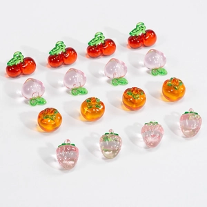 Translucent fruit-shaped resin beads for DIY bracelets and necklaces jewelry making