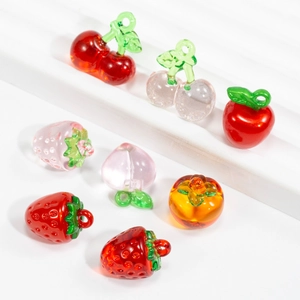 Assorted vibrant fruit-shaped glass beads for DIY jewelry and keychain accessories