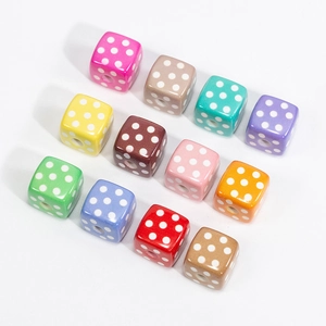 Set of 12 colorful acrylic cube beads with white polka dots for DIY jewelry making