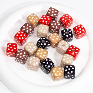 Colorful cube acrylic beads with white polka dots for DIY jewelry and phone chain making