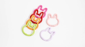 Colorful bunny-shaped spring ring buckles in matte finish for DIY keychain accessories