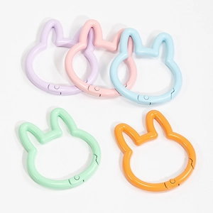 Cartoon Rabbit Shape Spring Gate Ring Alloy Lacquer Macaron Colors DIY Bag Keychain Accessories Snap Hook Buckle