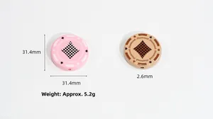 Detailed view of 31.4mm poker chip beads with diamond pattern and spade icons for DIY crafts