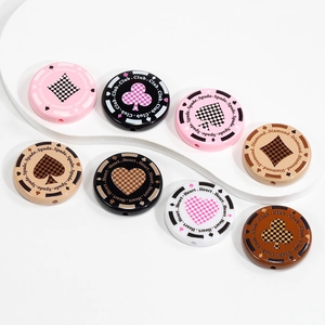 Poker chip style printed beads with spade patterns for DIY jewelry necklace making