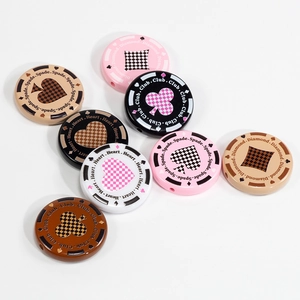 DIY Poker chip style acrylic beads with spades and hearts for jewelry making