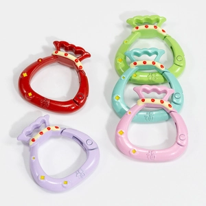 Colorful lucky bag spring ring buckles with embossed Fu character for DIY keychains