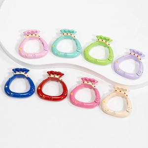 Lucky money bag spring gate rings in eight vibrant colors for DIY keychain jewelry