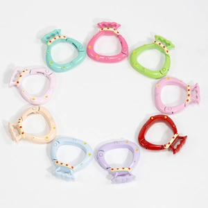 Lucky bag spring ring keychains in nine vibrant colors with embossed character