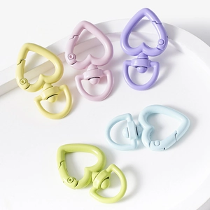 Heart Shaped Swivel Lobster Clasp Alloy Macaron Color Enamel Key Ring Hook For DIY Jewelry Keychain Making Bag Accessories