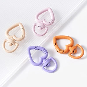 Colorful matte heart shaped spring ring lobster clasps for DIY keychain accessories