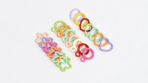 Colorful star and heart shape twisted plastic link rings for DIY jewelry and keychain crafts