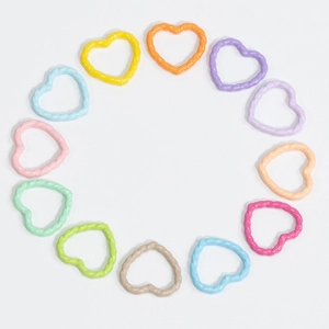 Colorful macaron heart rings with twisted texture for DIY jewelry and phone charms