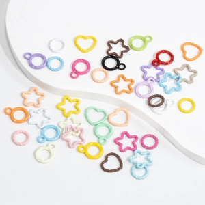 Colorful mixed geometric DIY charms with heart and star shapes for jewelry making