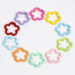 10er Set bunte Metall-Federringe in Blumenform für DIY-Schlüsselanhänger