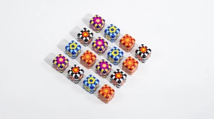 Detail of checkered tulip flower beads for DIY jewelry and phone chain accessories