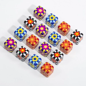 Checkerboard tulip flower patterned cube beads for DIY jewelry and phone chain making