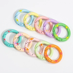 Anillas de resorte de 20-24mm pintadas a mano con huellas de gato para joyería y llaves