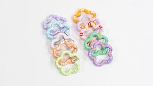 Colorful flower shaped alloy spring ring clasps for DIY jewelry making and keychains